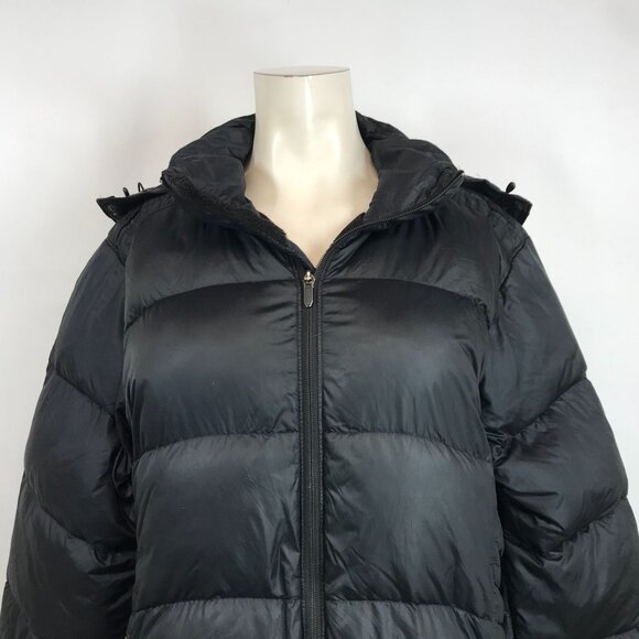 MOUNTAIN HARDWEAR - WOMEN'S MEDIUM - BLACK FULL ZIP HOODED DUCK DOWN PARKA COAT - Picture 2 of 9